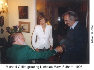 Michael Geliot greeting Nicholas Maw